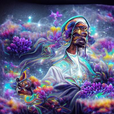 Snoop Dogg in Holographic Cosmic Illustration