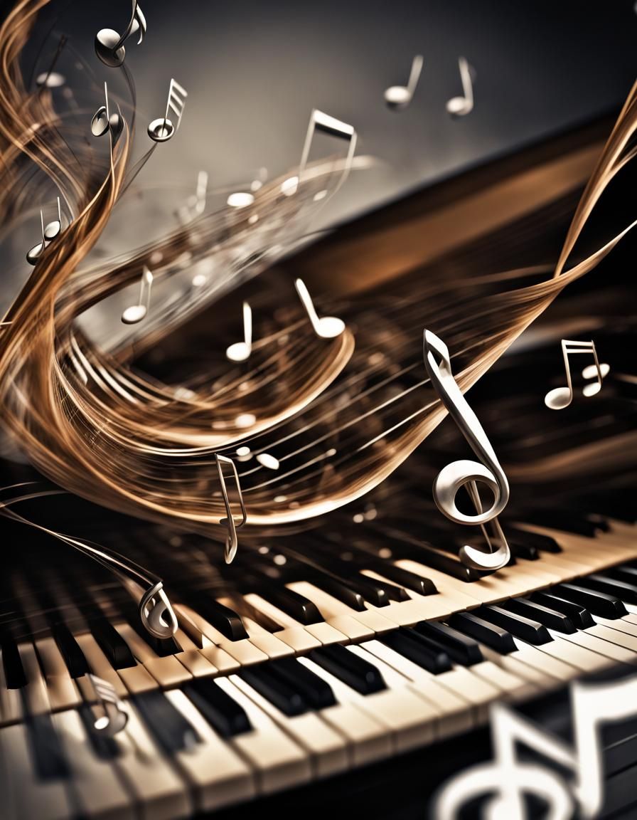 Musical Notes Float in Atmospheric Composition