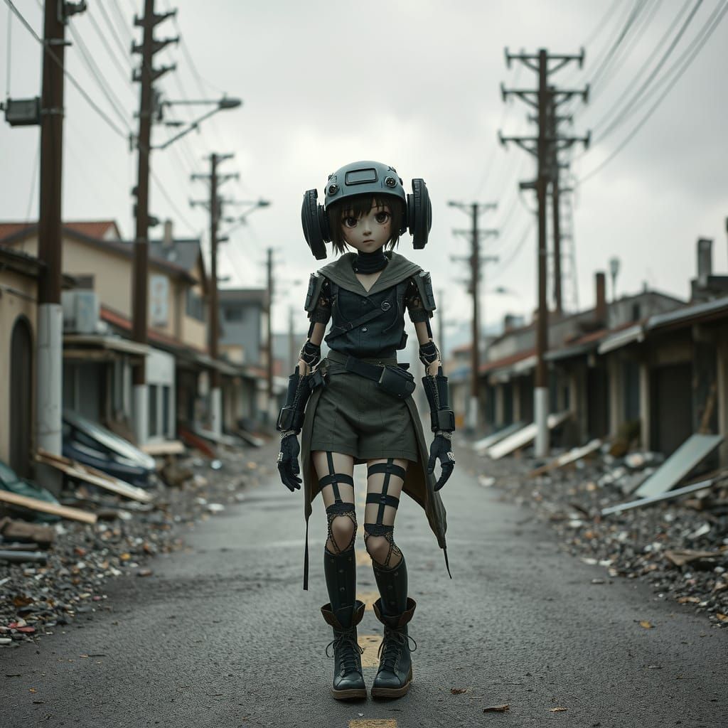 Dystopian Android in Ruins: Cinematic AI Art