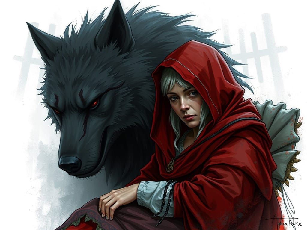 A Young Lady Visits Her Grandma in a Haunting Fantasy Scene