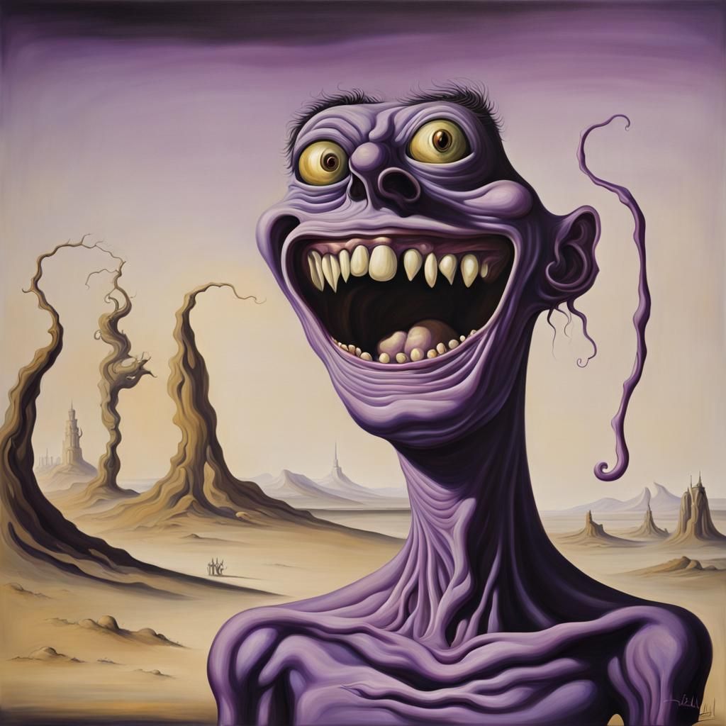 Surreal Purple Monster Smiles, Salvador Dali Style