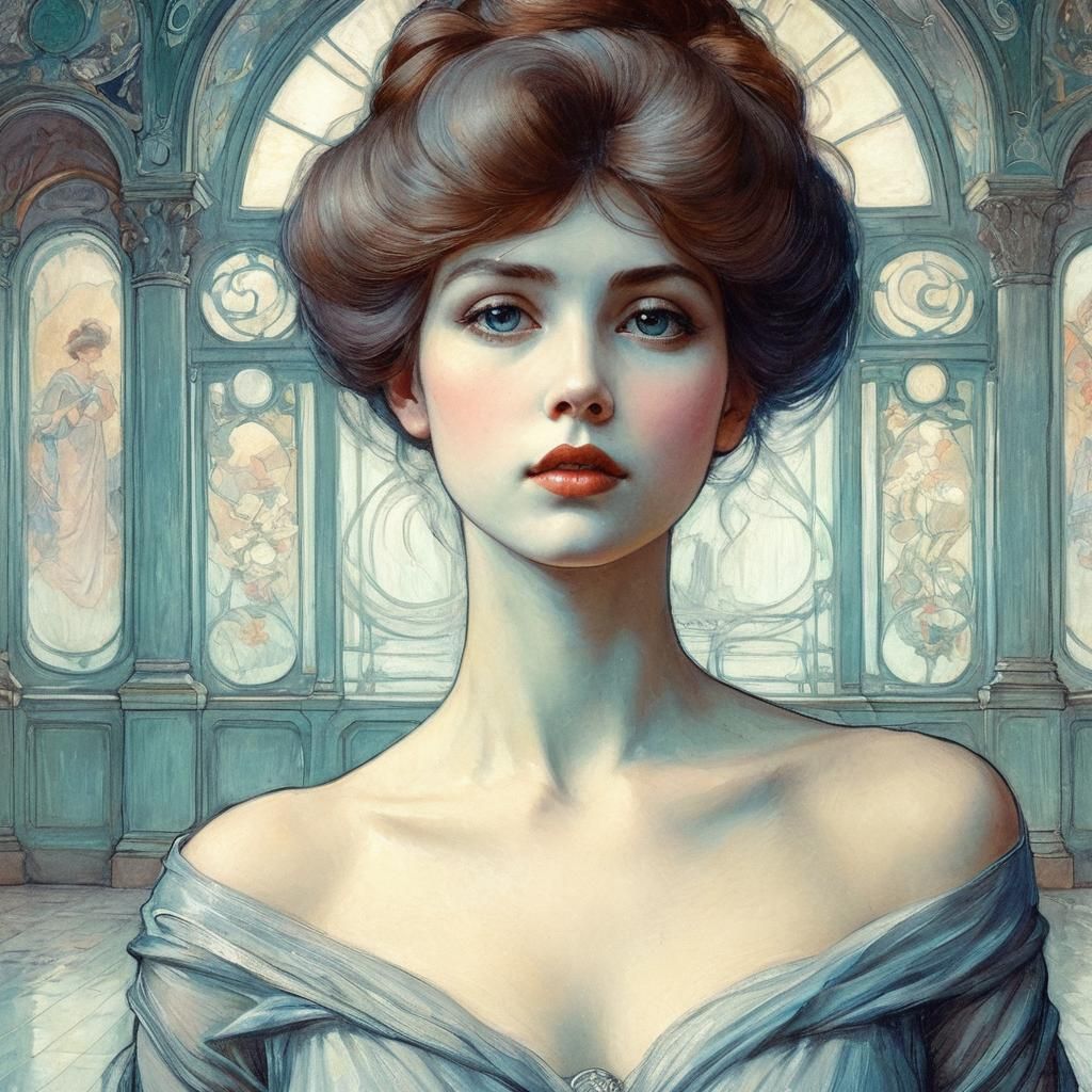 Elegant Art Nouveau Style Illustration