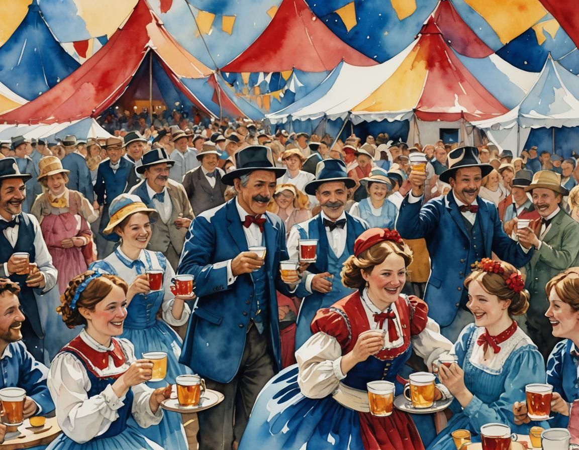 Oktoberfest Celebration in Watercolor and Ink Style