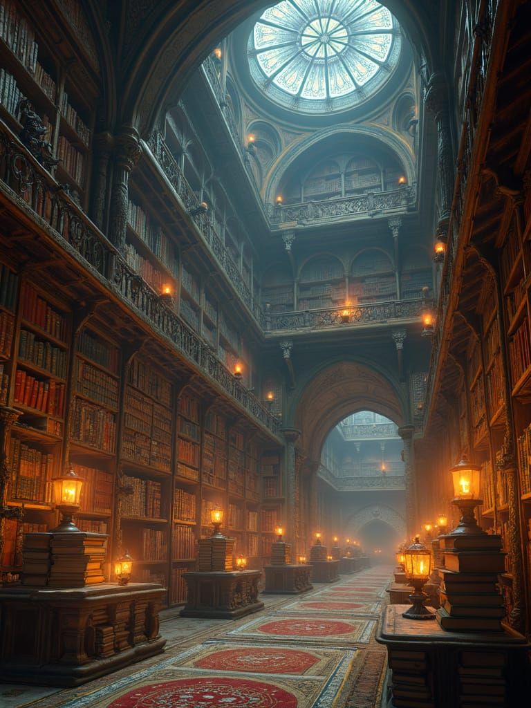 Labyrinthine Library of Ancient Mystical Tomes