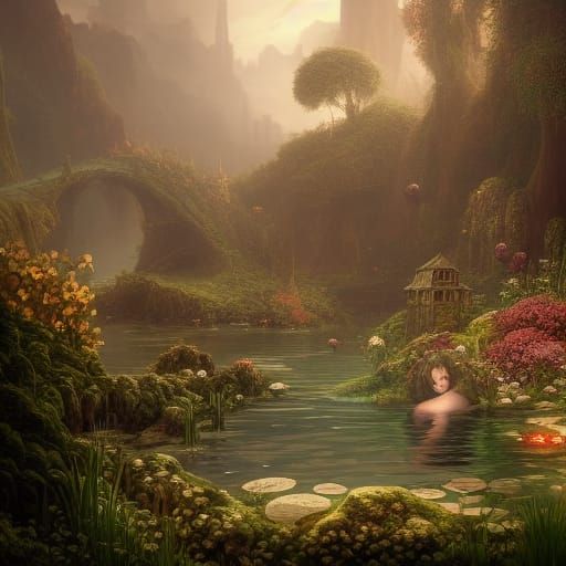 Ophelia Drowning: Detailed Matte Painting