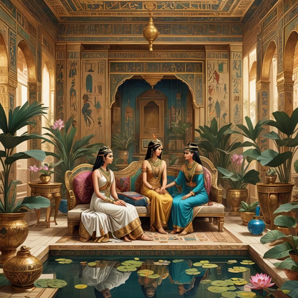 Egyptian Princess in Harem: Oriental Painting Style