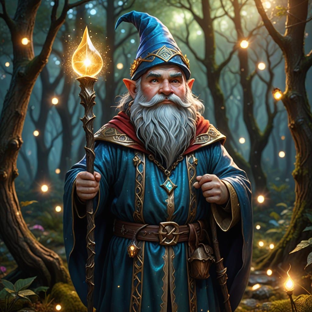 Gnome Wizard in Mystical Forest
