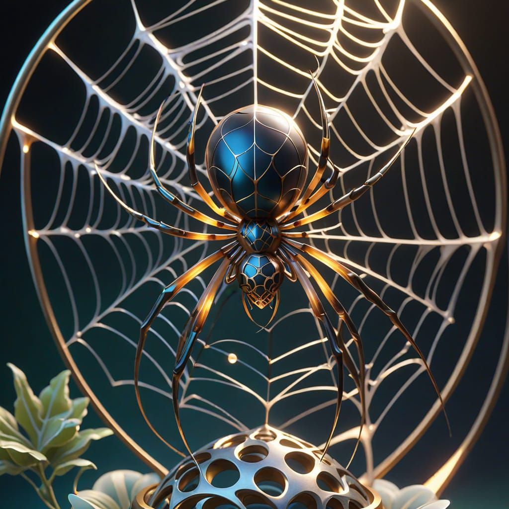 Spider Crafts Intricate Sculptures with Shimmering Webs