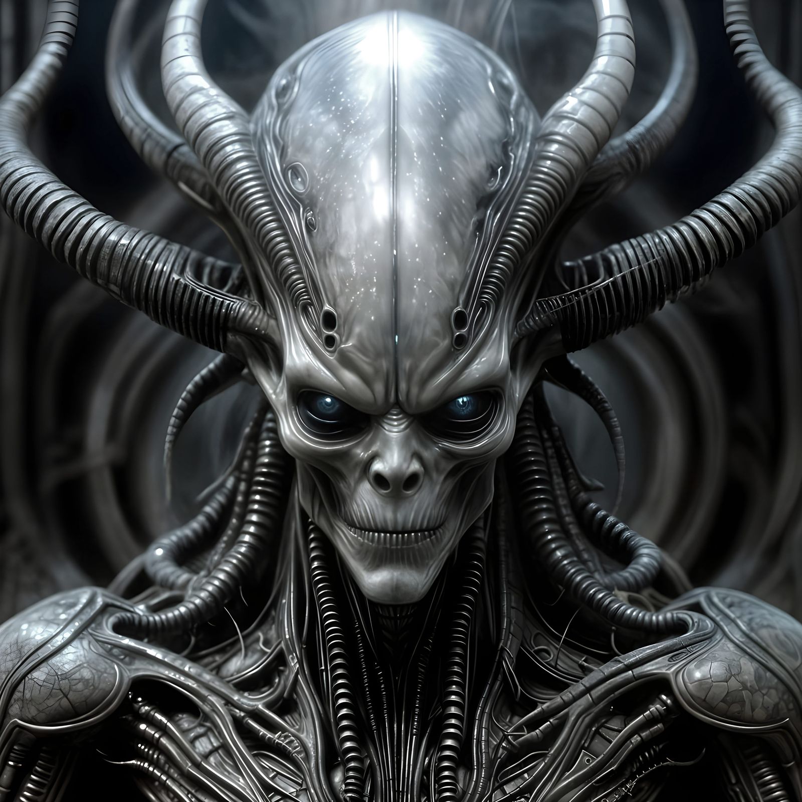 Giger-Inspired Alien God of Menacing Calm