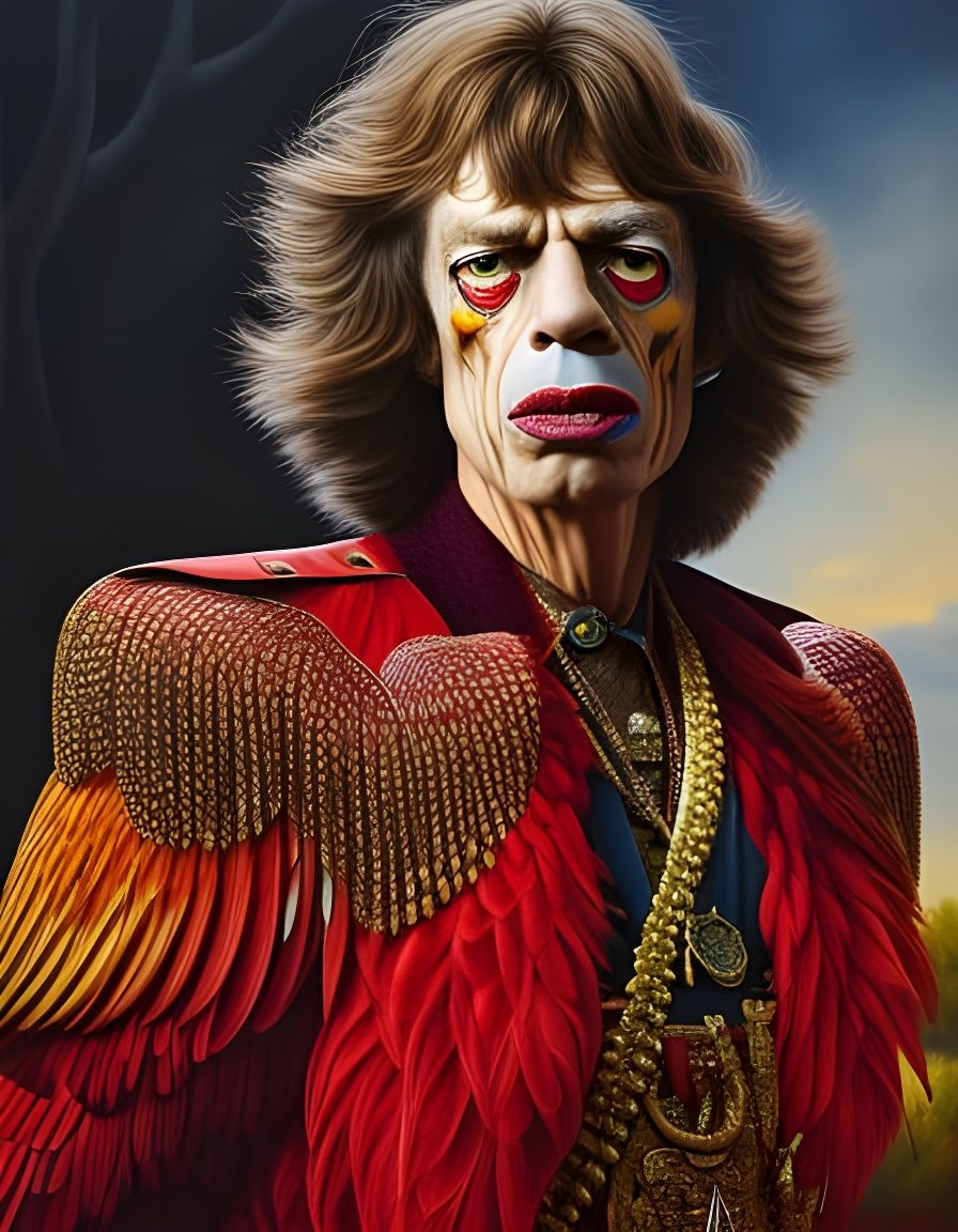 Mick Jagger as the red rooster