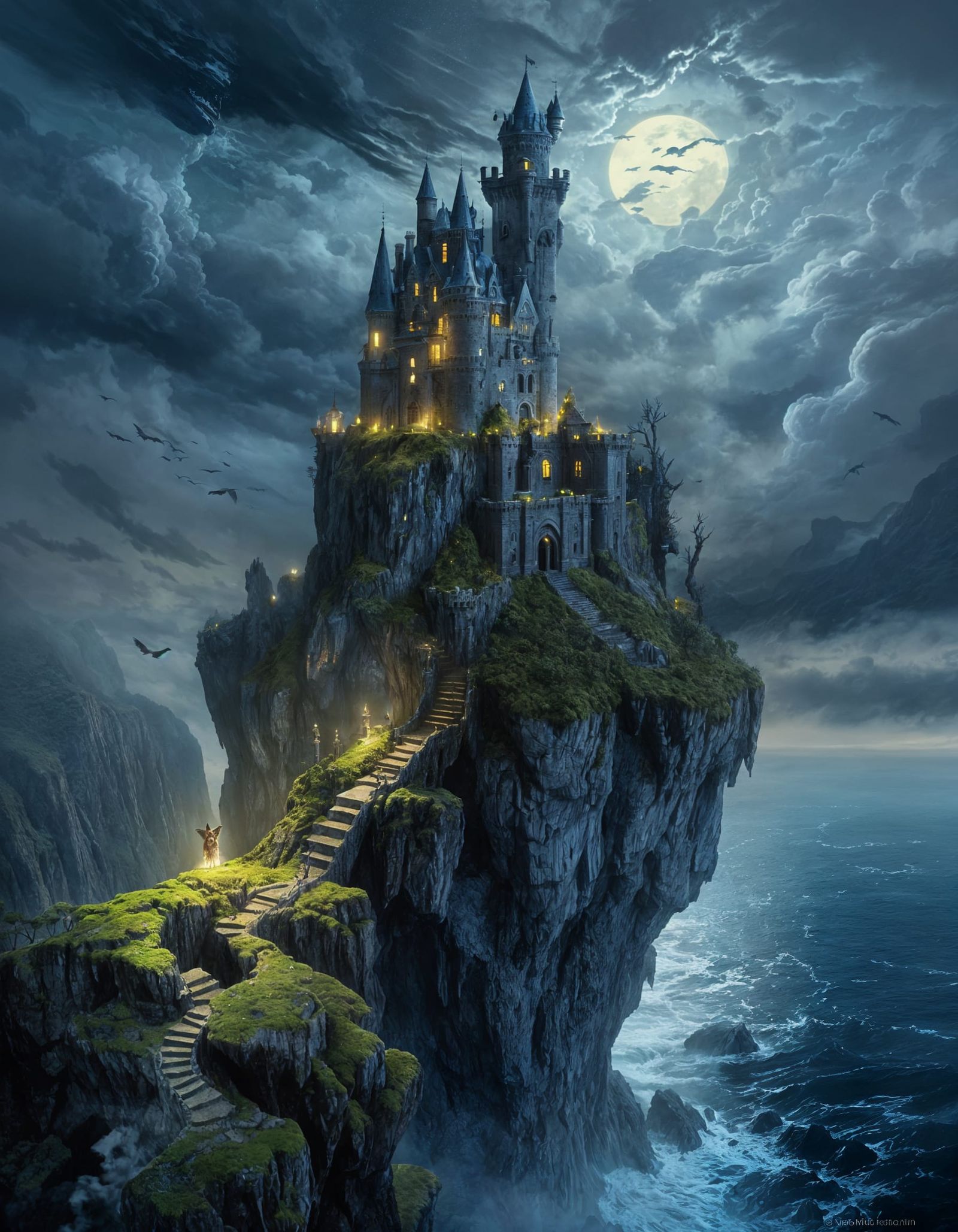 Majestic Castle Overlooking Stormy Sea