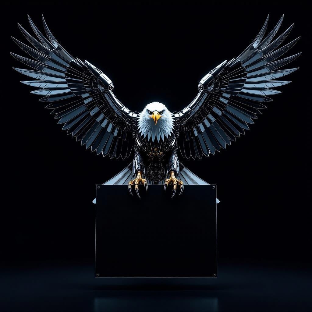 Polished Steel Mechanical Eagle in Flight