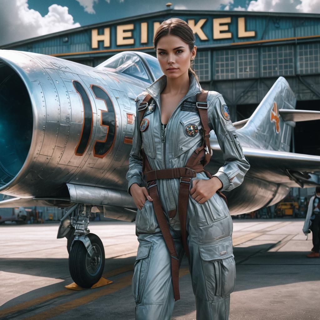 Futuristic Test Pilot in Metallic Flight Suit