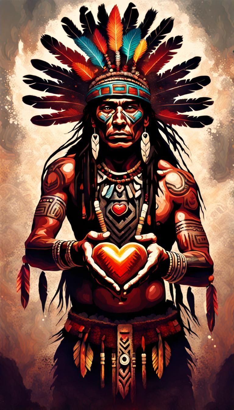 Aztec Shaman Offering Heart, Splash Art