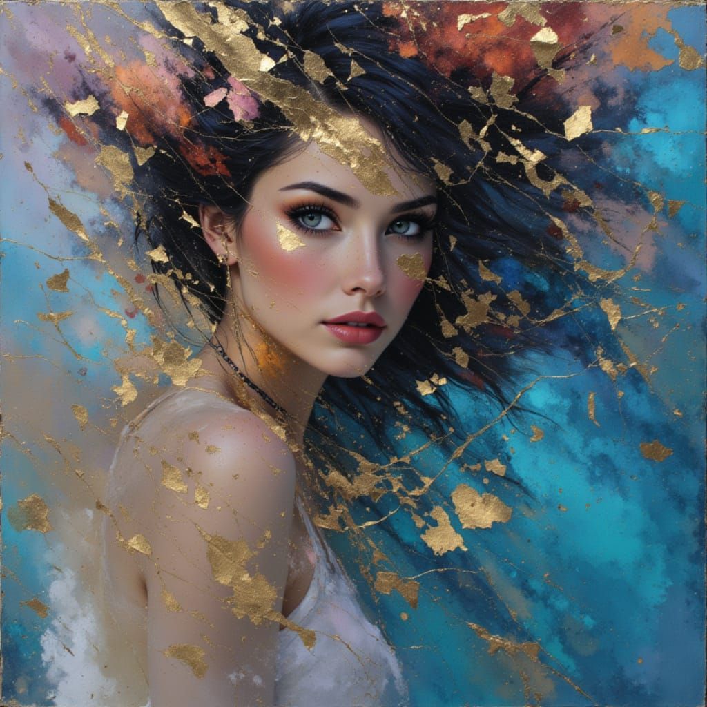 Elegant Black and Gold Abstract Sculpture