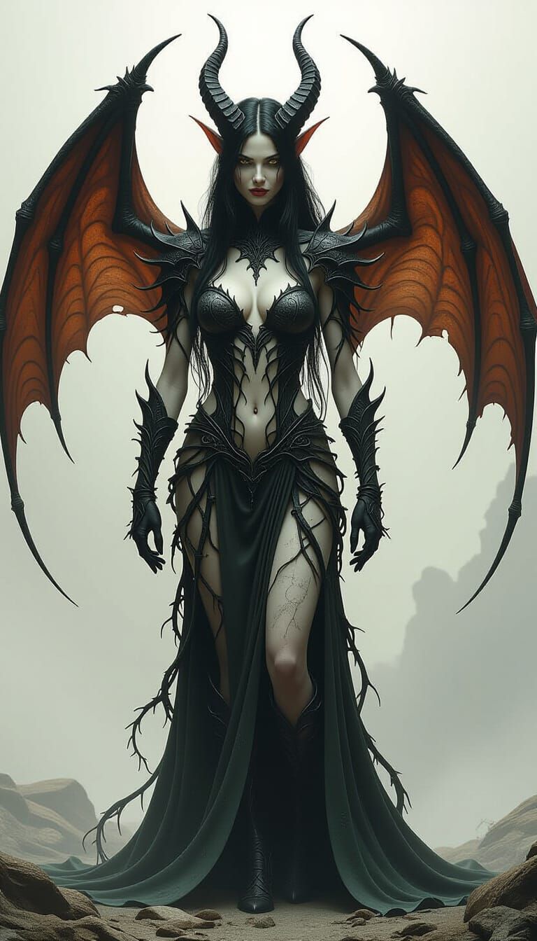 Towering Abyssal Broodmother in Dark Fantasy Style