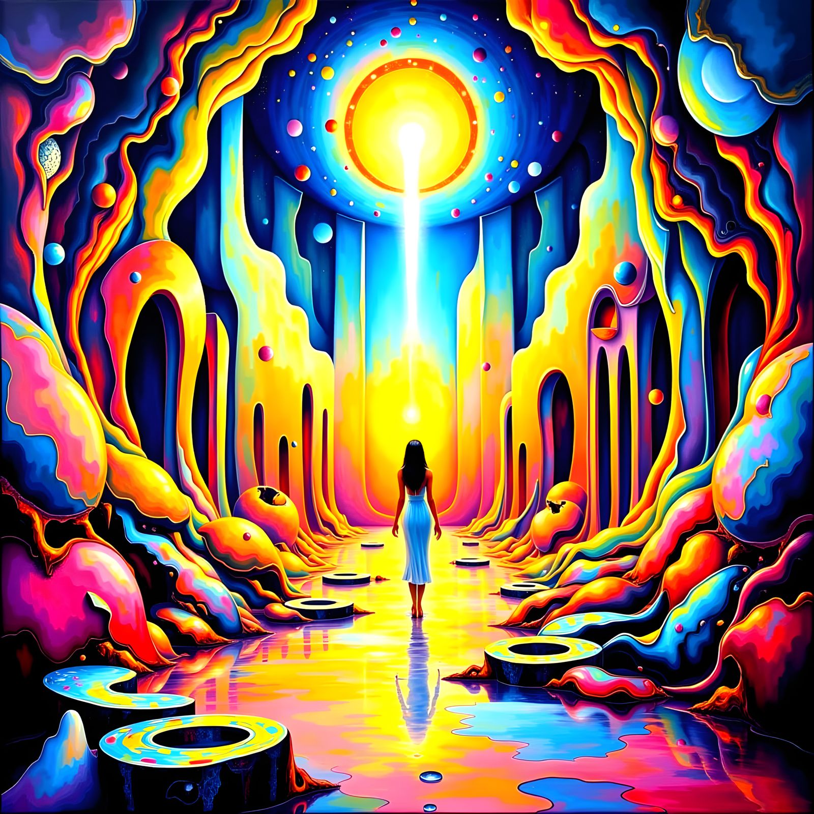 Surreal Cosmic Meltdown as Impasto Oil Painting