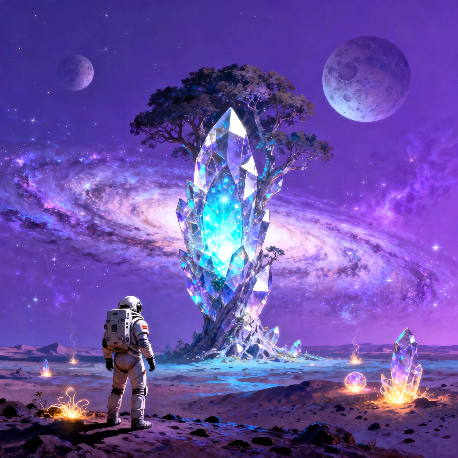 Astronaut Explores Alien Planet With Bioluminescent Crystal ...
