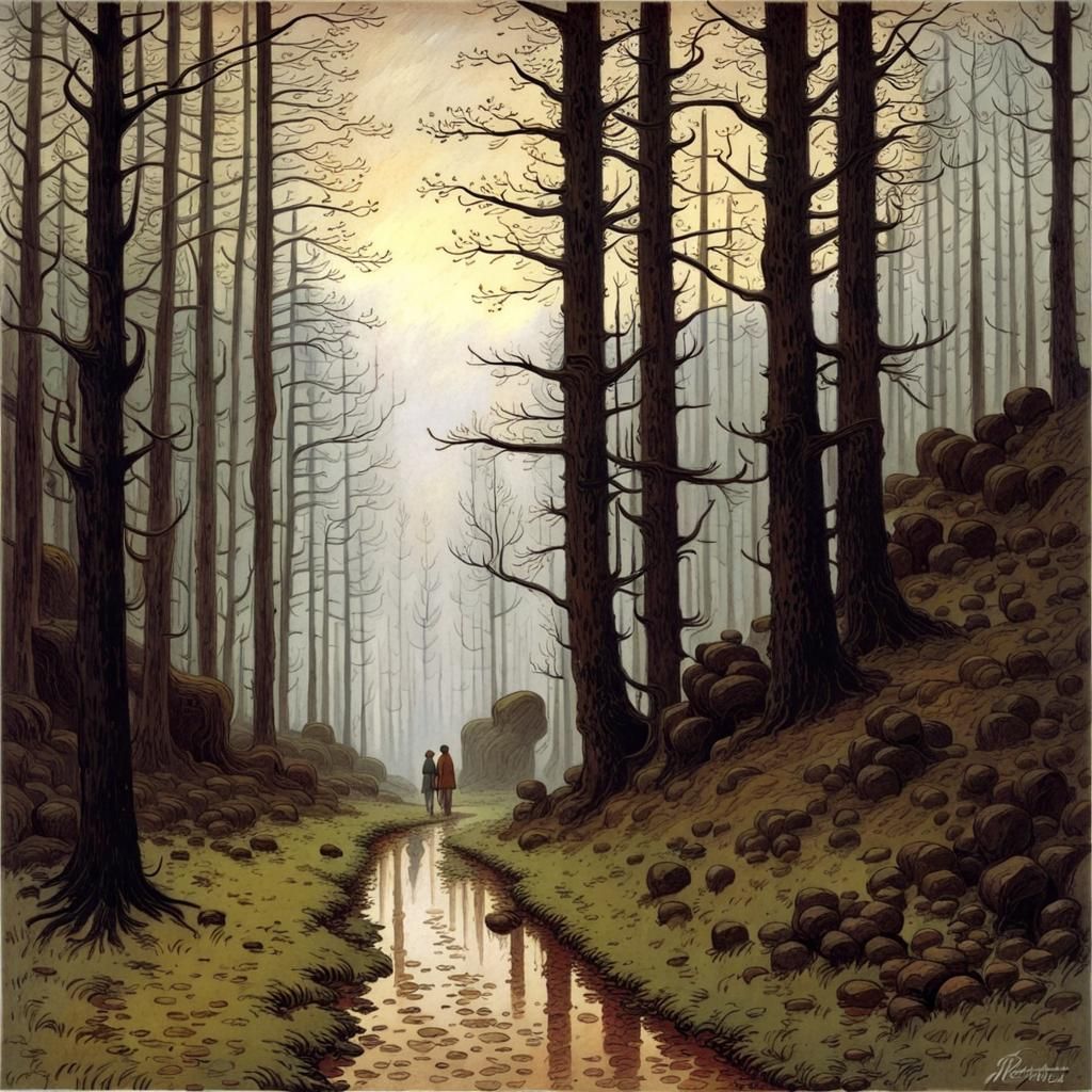 Caminho na floresta em dia de chuva 20