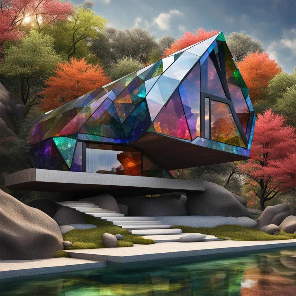 Mystical Gemstone Abode in Vibrant Colors