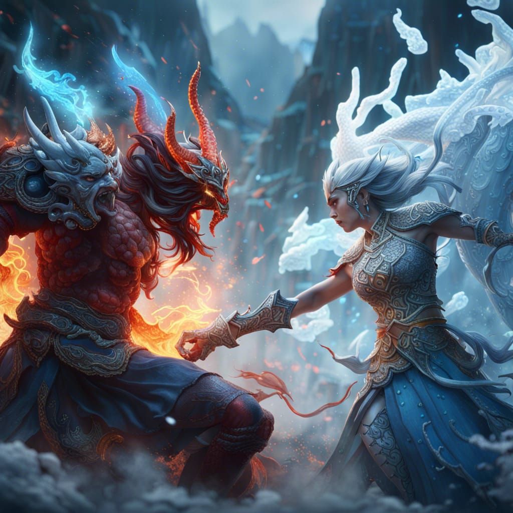 Epic Battle: Fire Demon vs Ice Goddess