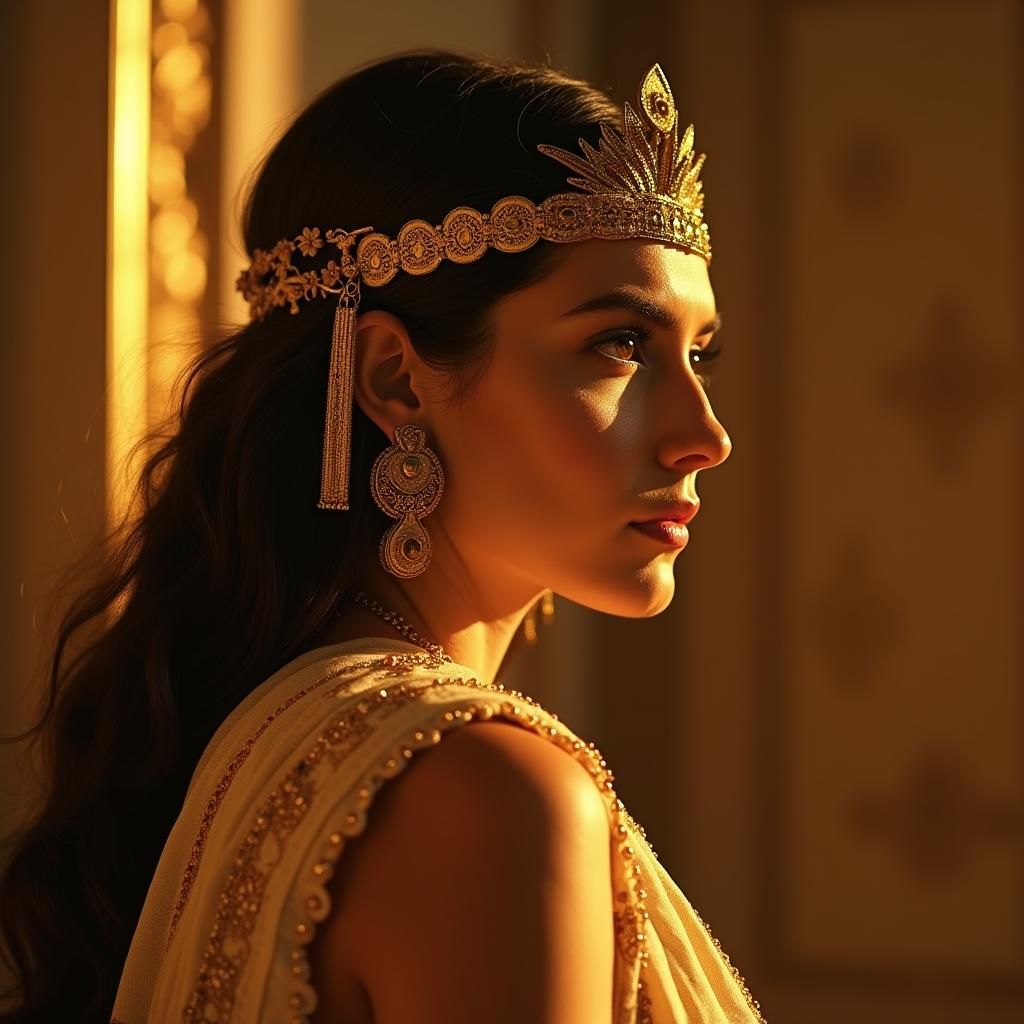 Cleopatra with Radiant Skin in Cinematic Lighting