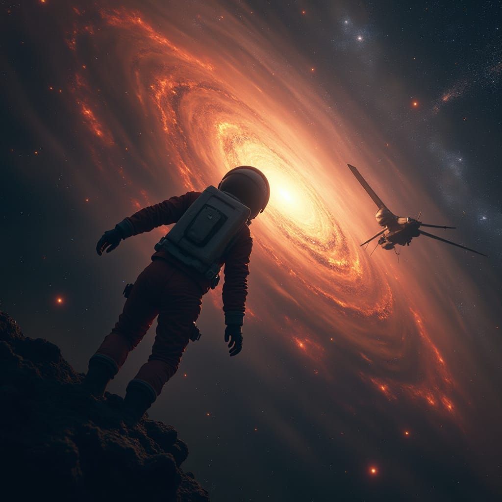 Cosmic Astronaut Gazing into Supermassive Black Hole Phoenix...