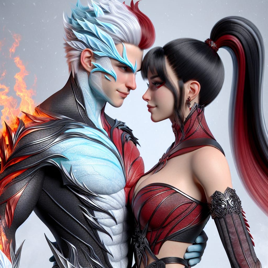 Fantasy Superheroes Share a Romantic Moment