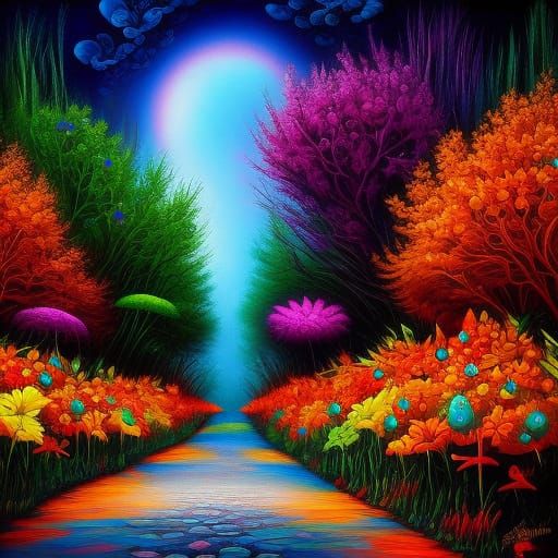 Floral Mixed Media Painting in Expressionist Style