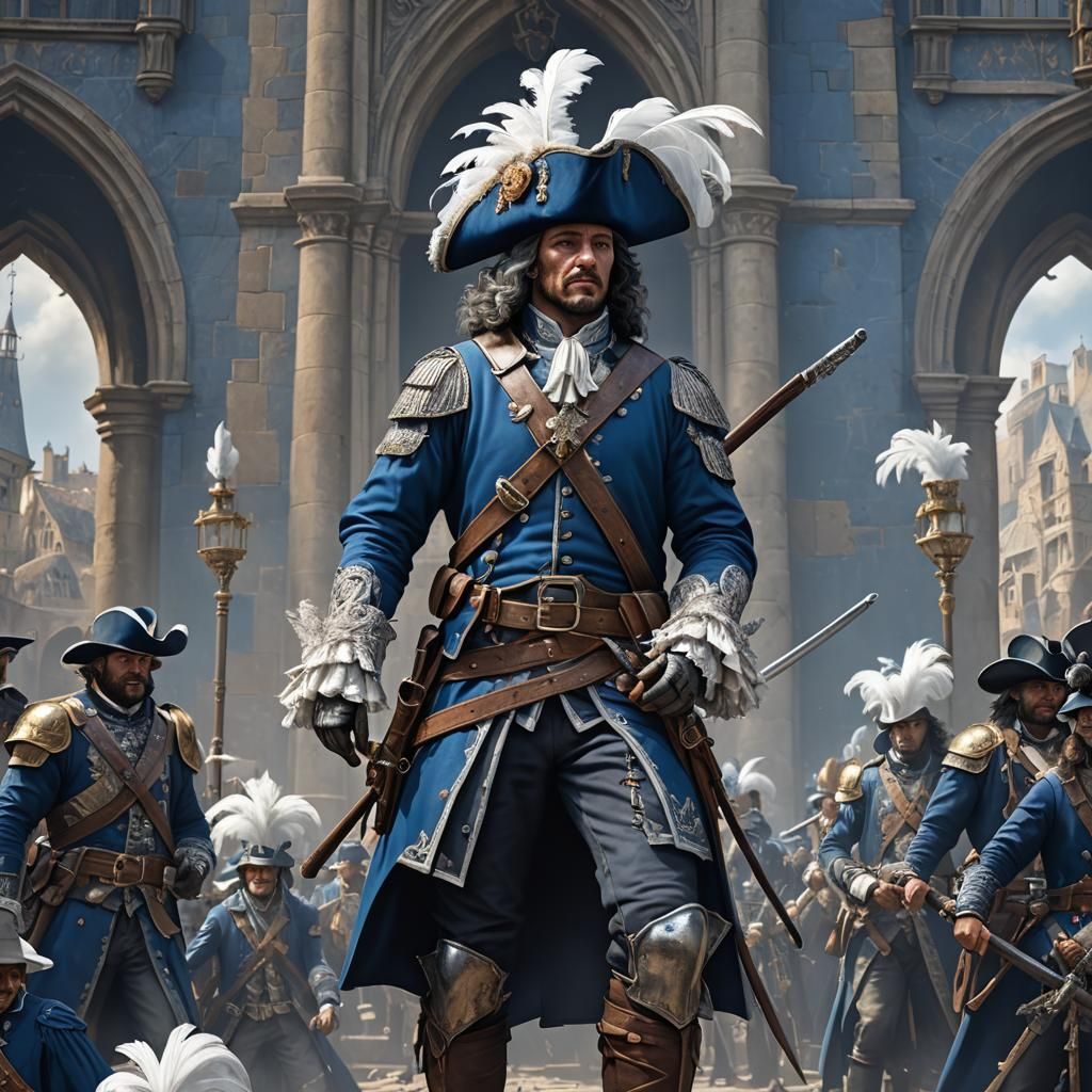 King Louis XIII Musketeer in Detailed Matte Painting