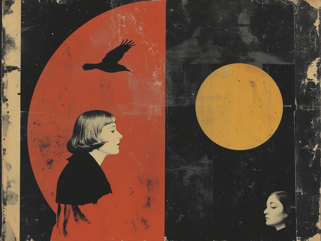 Surreal Cinematic Noir Masterpiece in Triadic Colors and Sym...