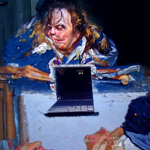 Microsoft Teams Destroys Laptop: Oil Painting