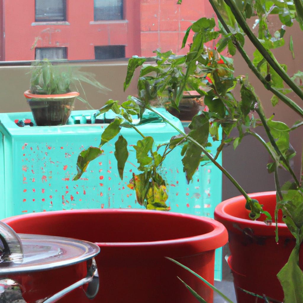 Lush Penthouse Garden at Sunrise: Hyperrealistic Photo