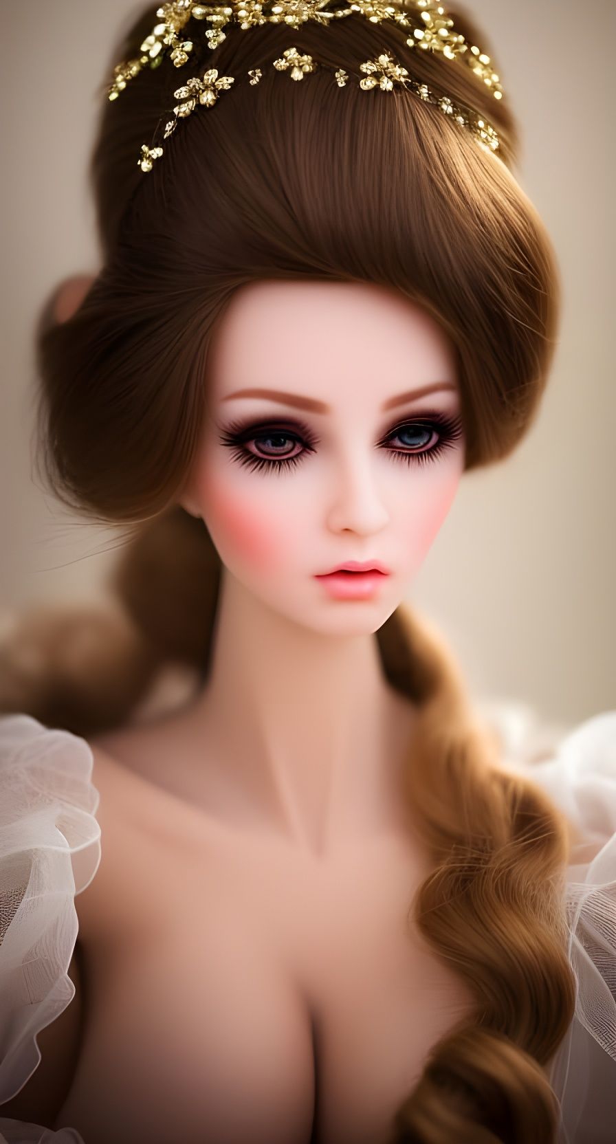 Hyperrealistic Digital Doll Portrait in Ethereal Style