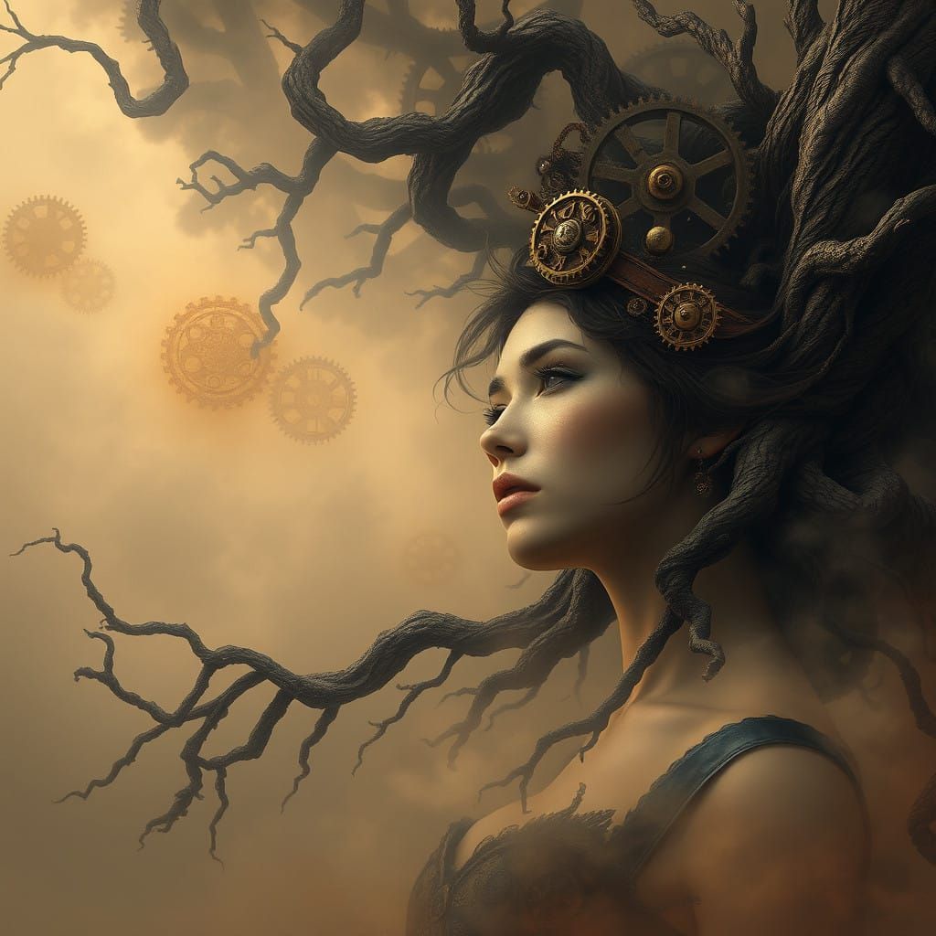 Ethereal Dreamscape in Sepia Tones