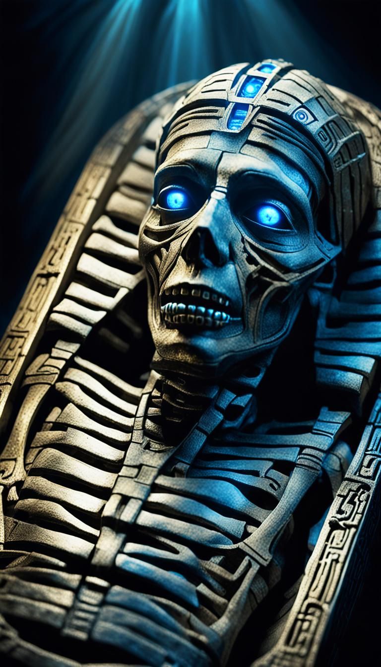 Mummy with Glowing Eyes in Dark Fantasy Art
