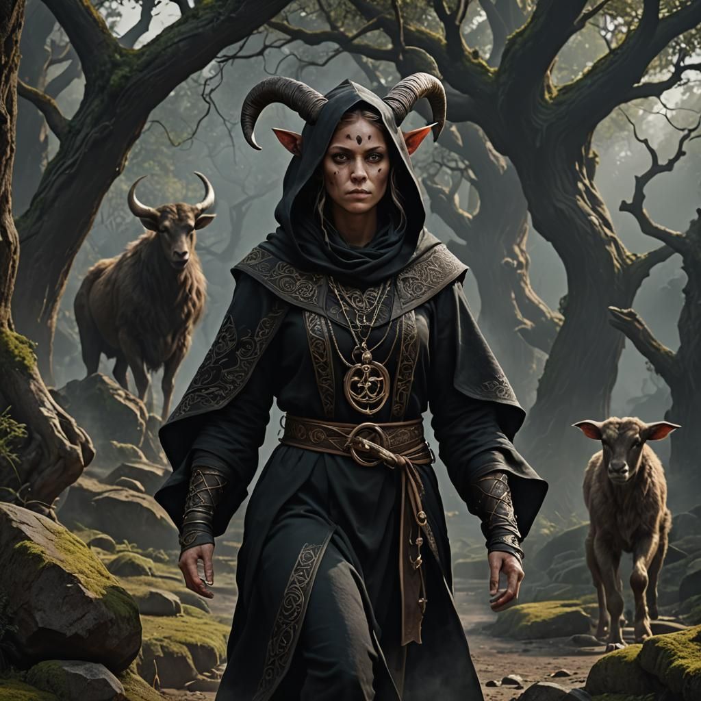 Female Satyr Monk in Black Robes