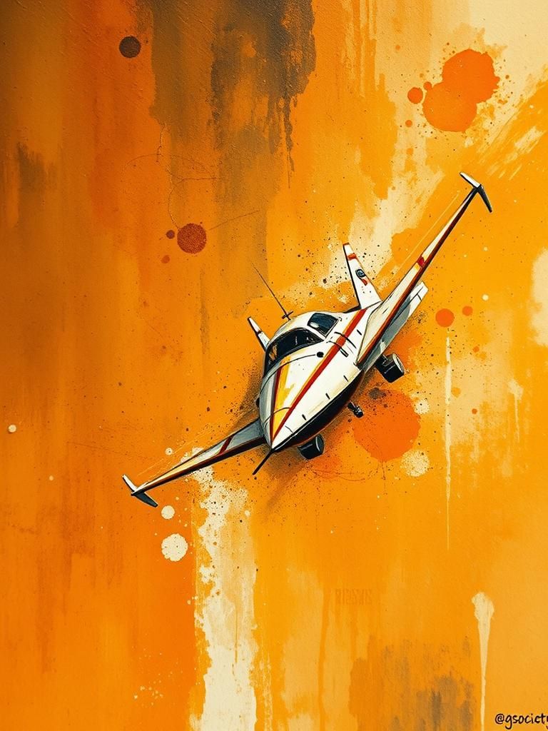 Elegant Spaceship in Deep Space, Abstract Watercolor