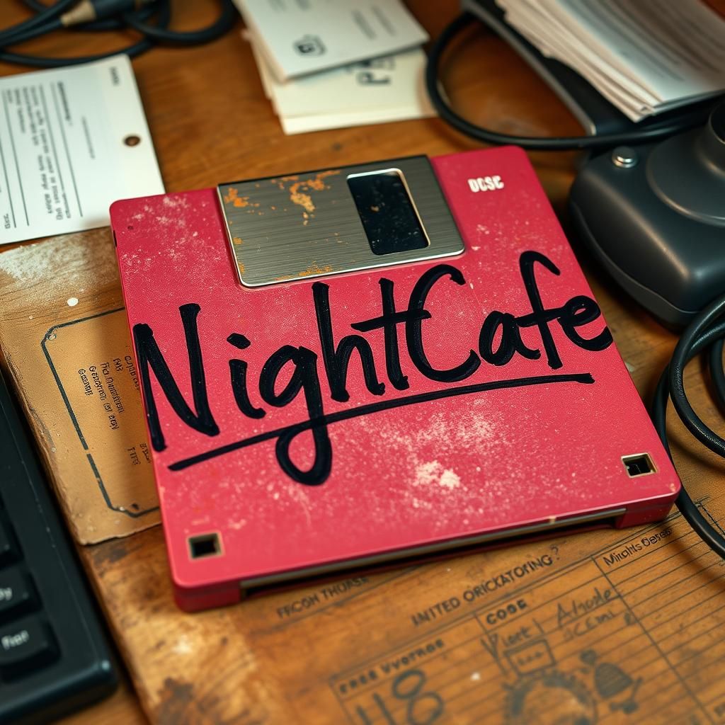 Retro Floppy Disk with NightCafe Graffiti