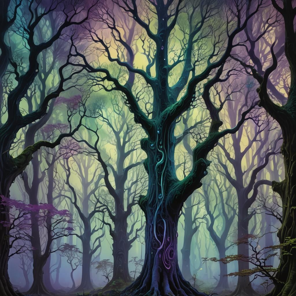 Luminescent Trees in Ethereal Forest Realm