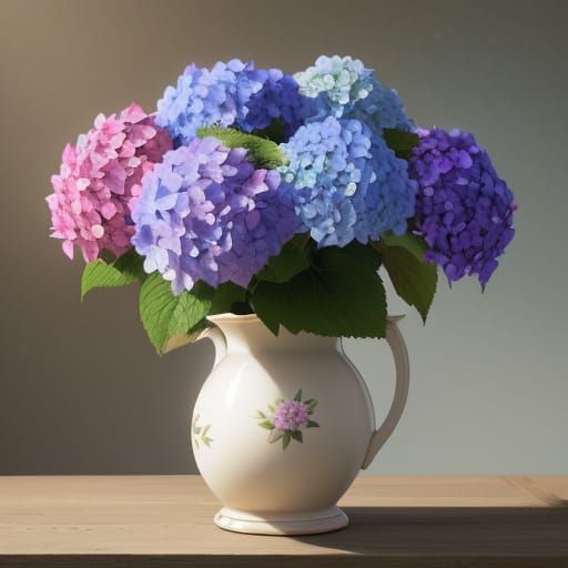 Hyperrealistic Hydrangea Flower in Vivid Sunlight