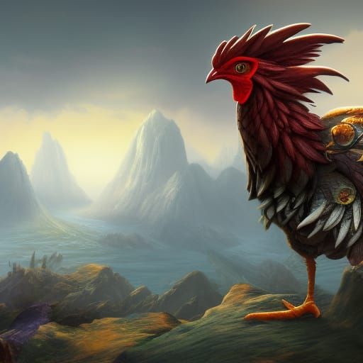 Monster Chicken with Sword: Detailed Fantasy Art