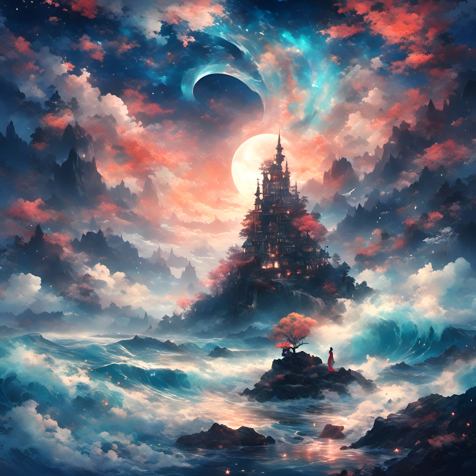 Her troubled thoughts churned the waters into a wild rage….