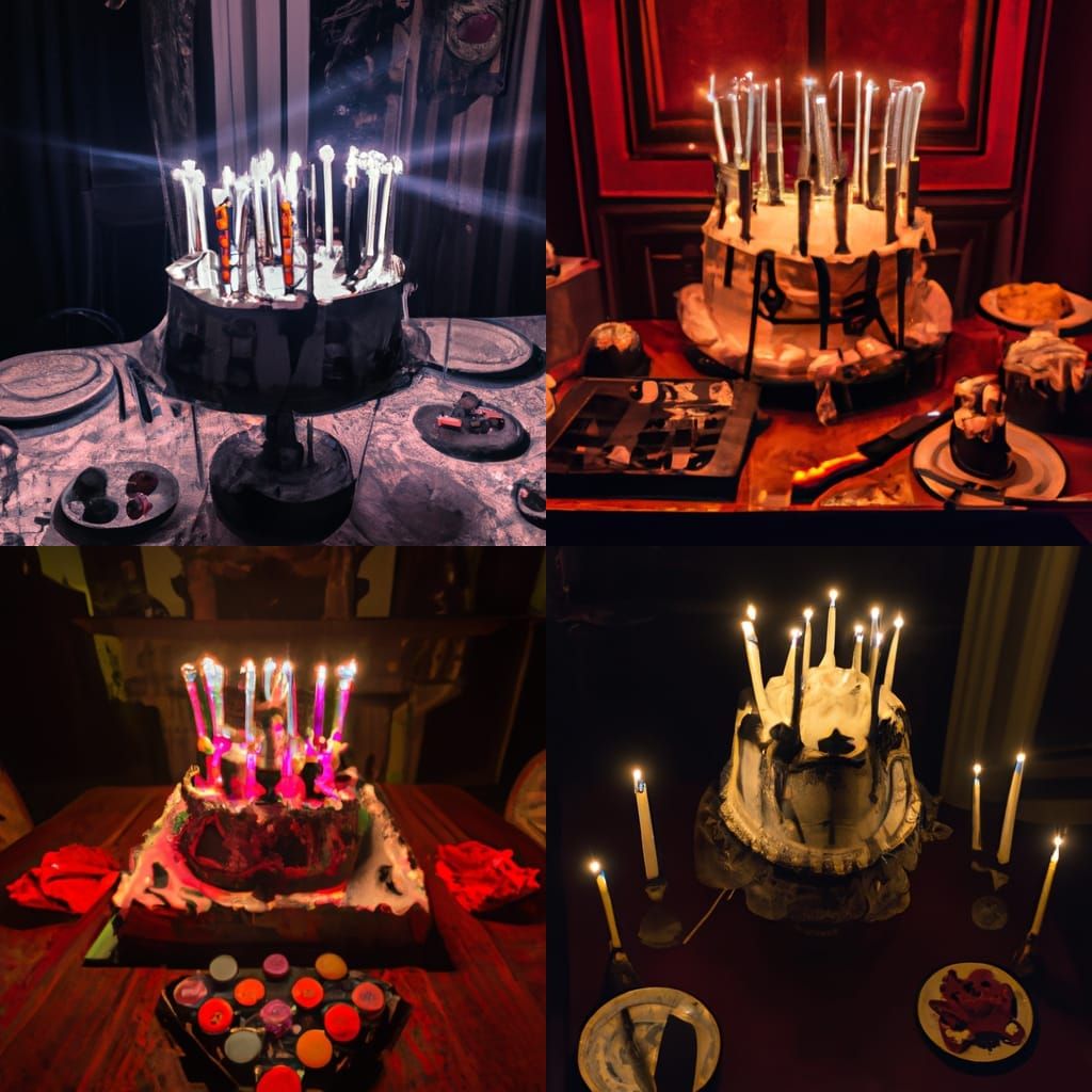 Tim Burton Style Birthday Cake in Mansion