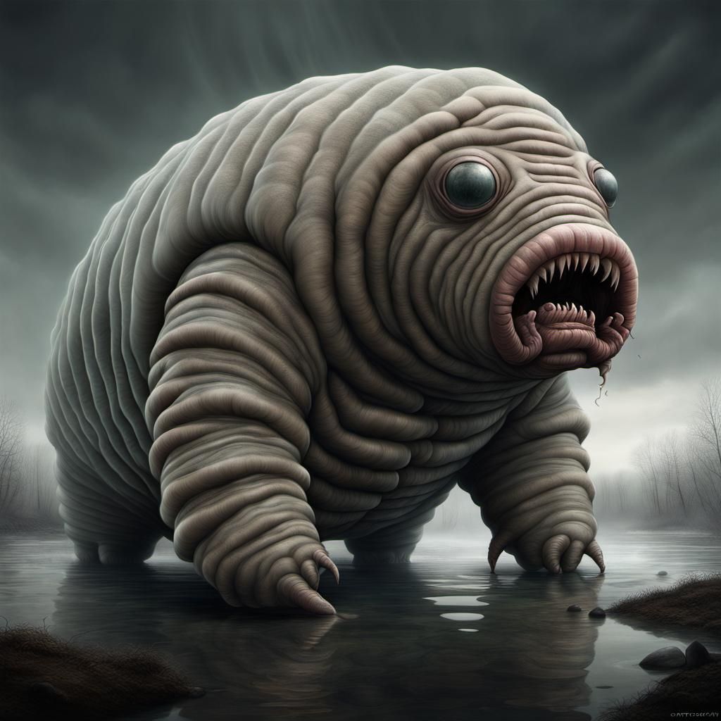 Giant Tardigrade Horror in Biomechanical Style