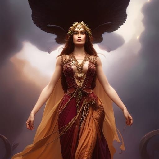 Hel, Goddess of the Dead, Art Nouveau Portrait