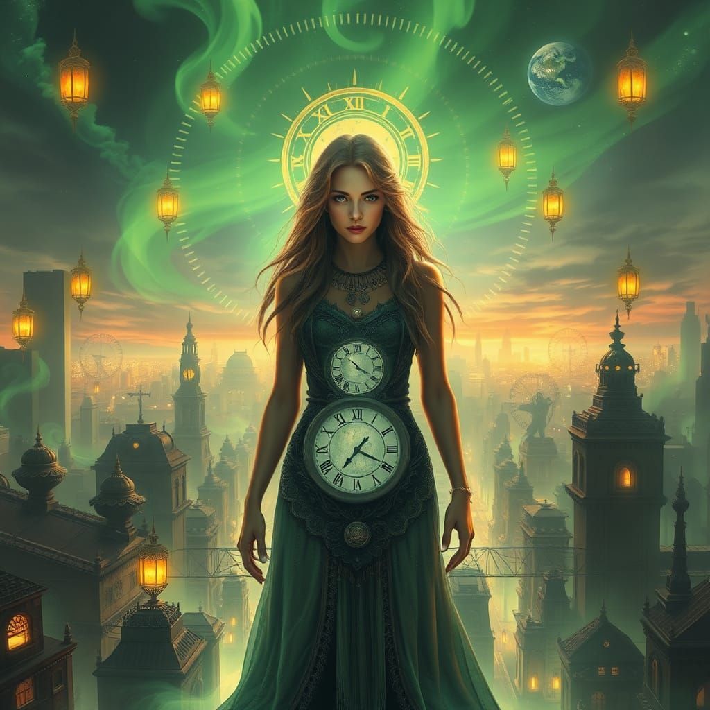 Shaman of Time in City Ablaze with Green Fire