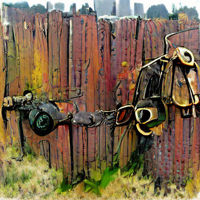 Rusty Padlock on Broken Fence in Apocalyptic World