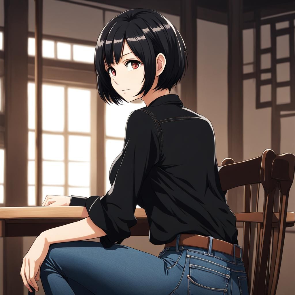 Anime Style Woman Sitting on Chair