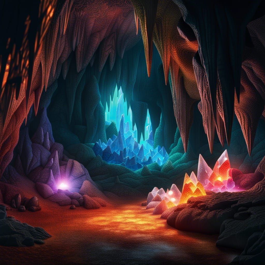Glowing Crystal Cave: Fantasy Concept Art